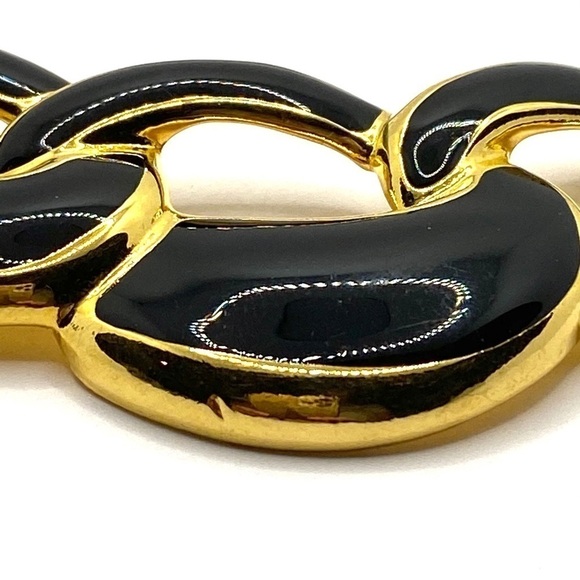 Napier Vintage Necklace Gold Tone Black Enamel - Picture 3 of 8